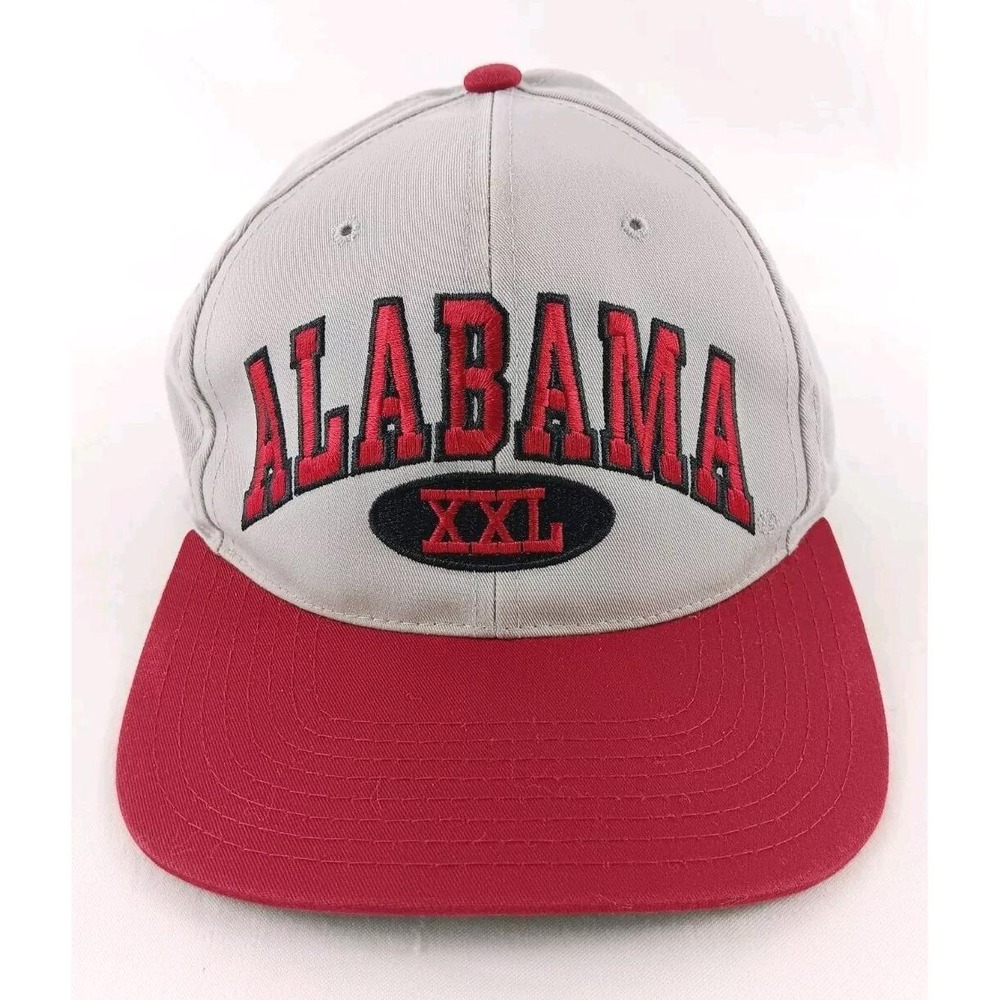 Annco Alabama Crimson Tide Men OSFA Grey Red Vintage Snapback Hat Cotton 90s Cap